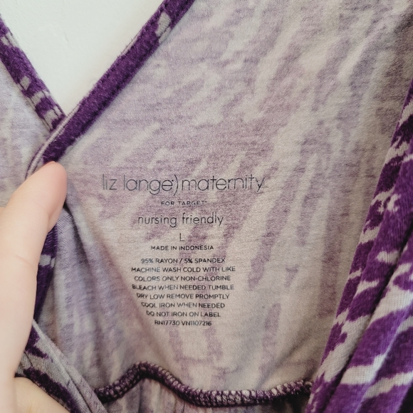 💕 Liz Lange Maternity & Nursing Sleeveless Top Gray & Purple Women's Size Large - Picture 6 of 10